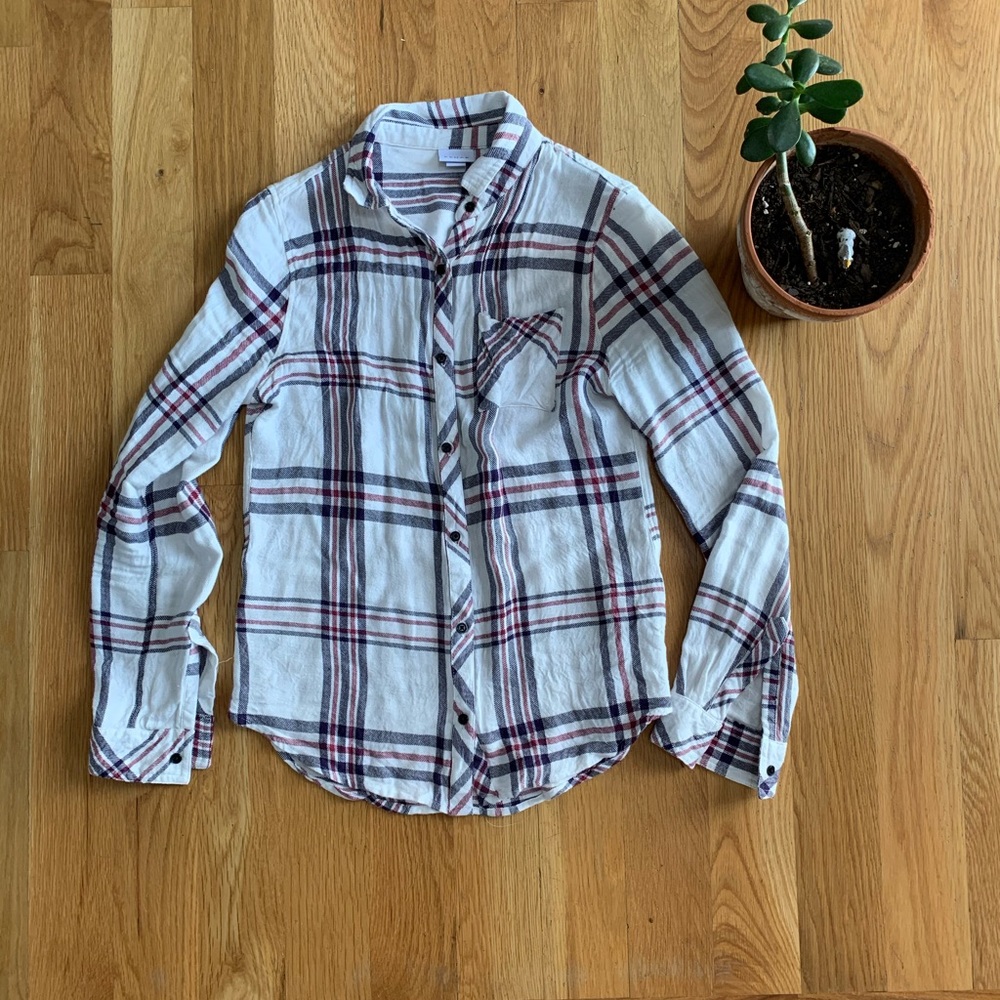 Kenar White Stretchy Plaid Flannel